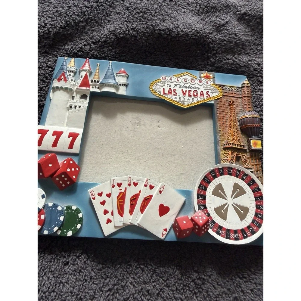 Las Vegas photo picture frame, gambling, cards, casino graphics, for pics 5x3.5